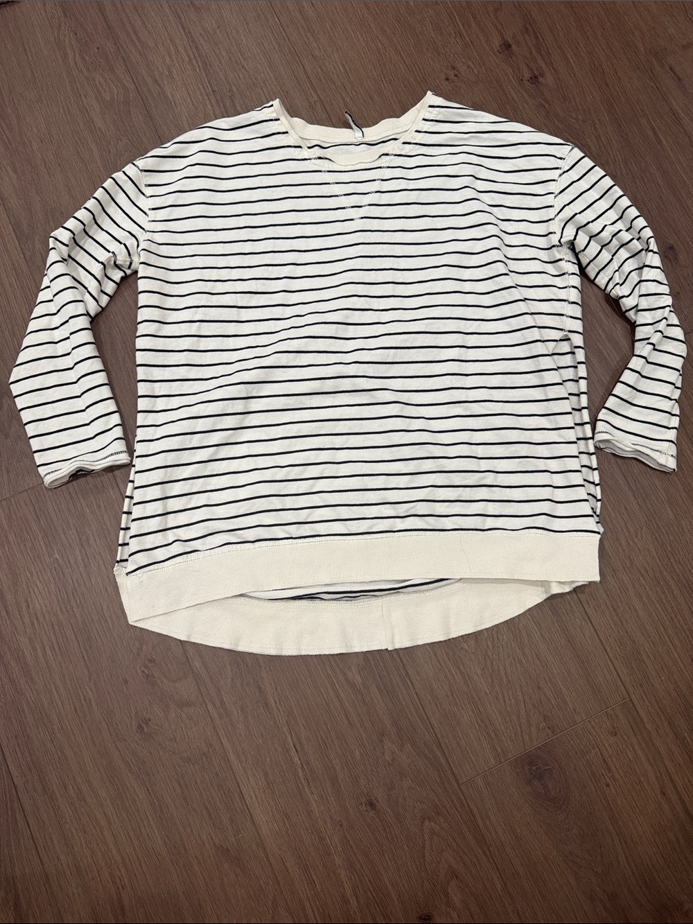 Z Supply Cream and Black Striped Crewneck Oversized Pullover
